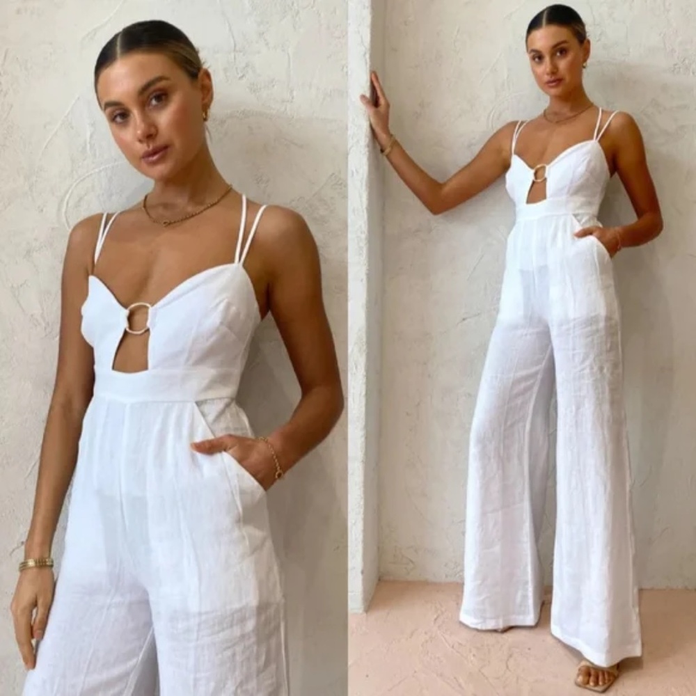 Rumer Byron Linen Jumpsuit In White size M NWOT - Picture 7 of 15